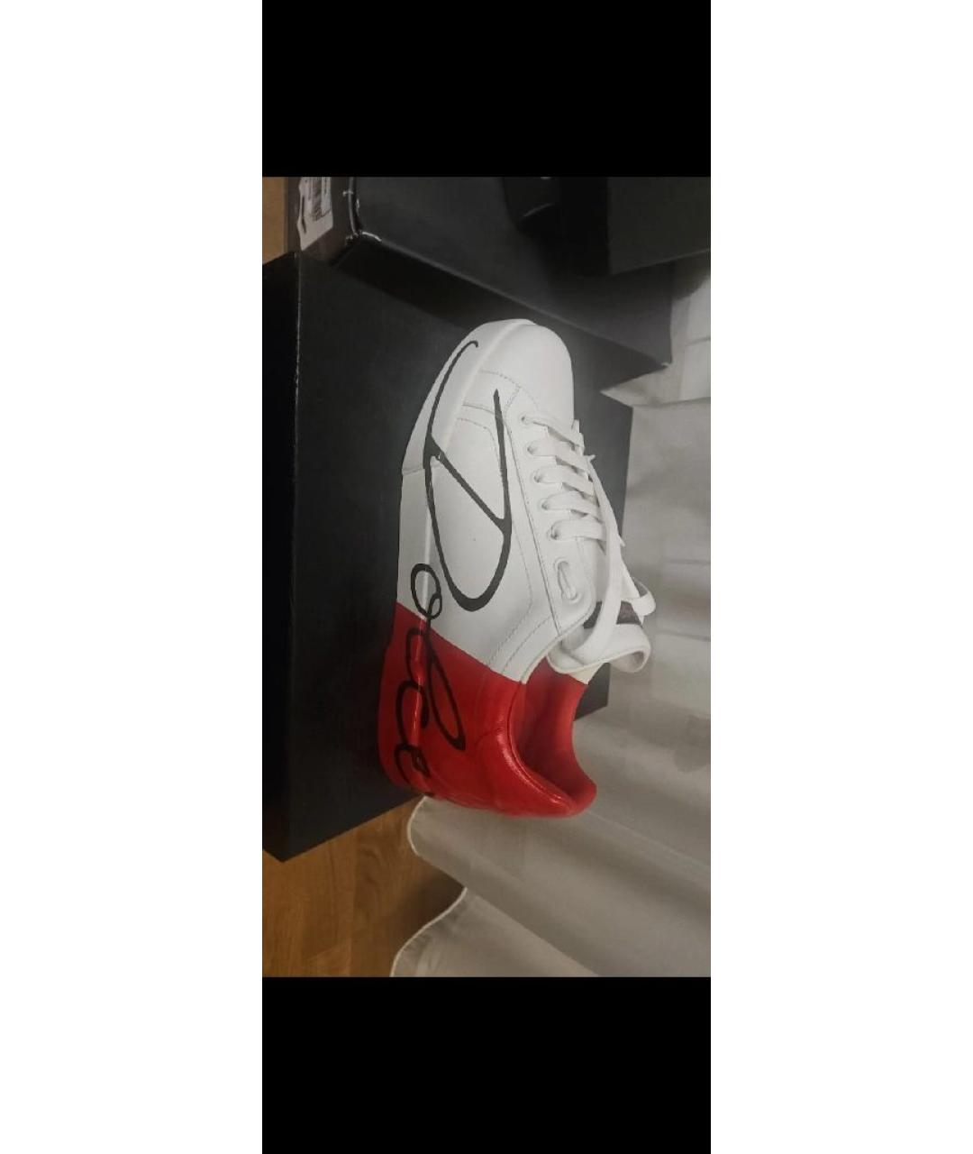 DOLCE&GABBANA Белые кожаные низкие кроссовки / кеды, фото 3