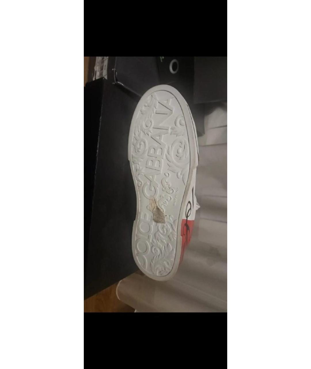 DOLCE&GABBANA Белые кожаные низкие кроссовки / кеды, фото 2