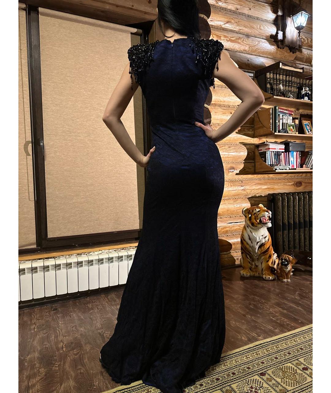 ANDREW GN Темно-синее кружевное вечернее платье, фото 4
