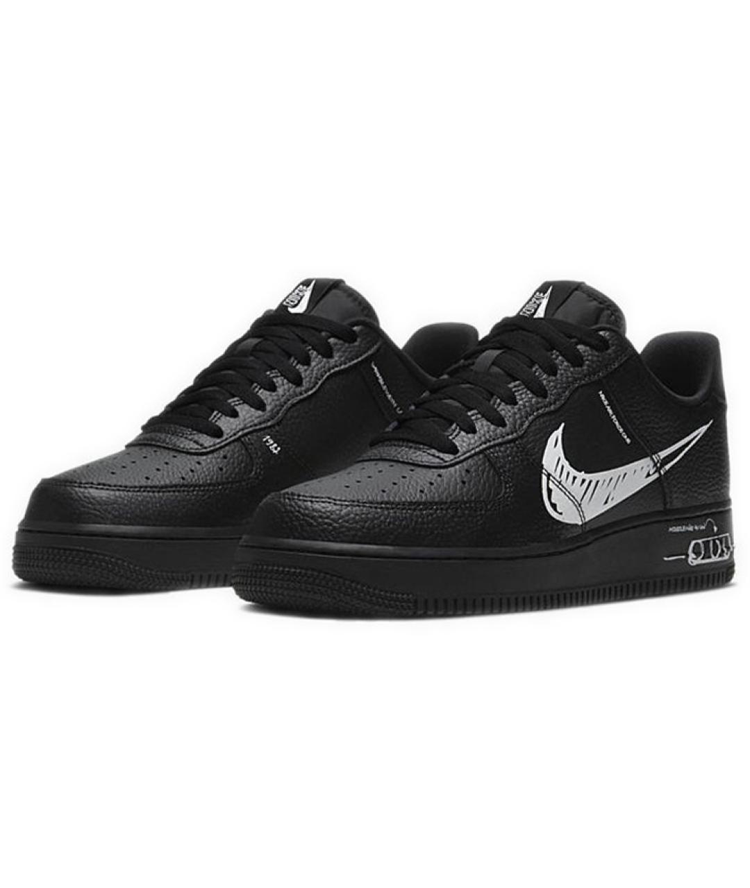 NIKE Черные кожаные низкие кроссовки / кеды, фото 4