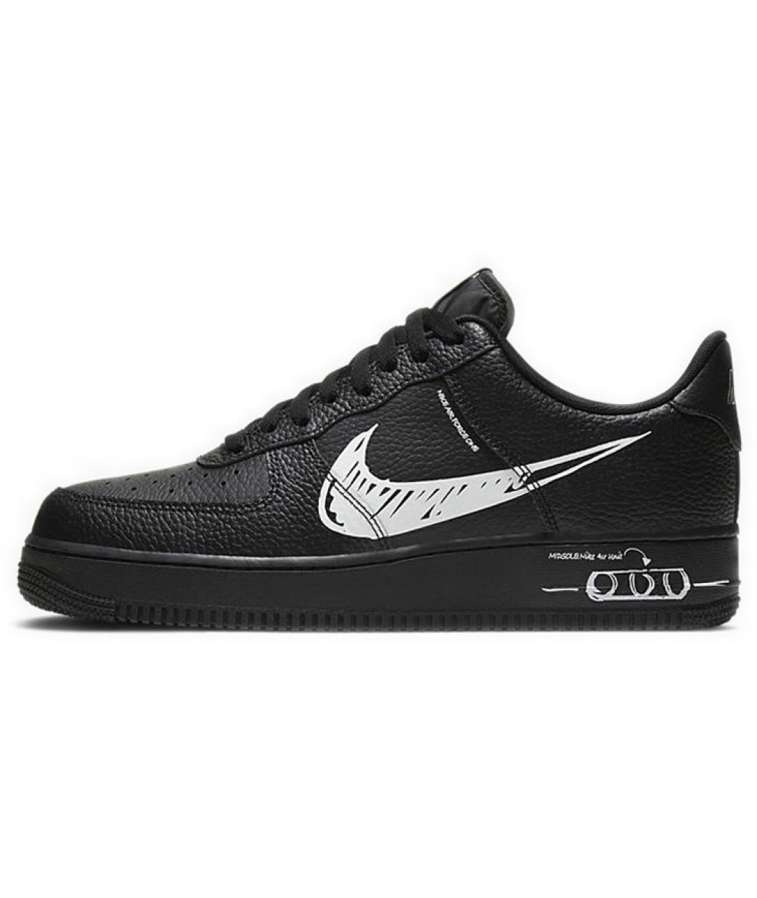 NIKE Черные кожаные низкие кроссовки / кеды, фото 2