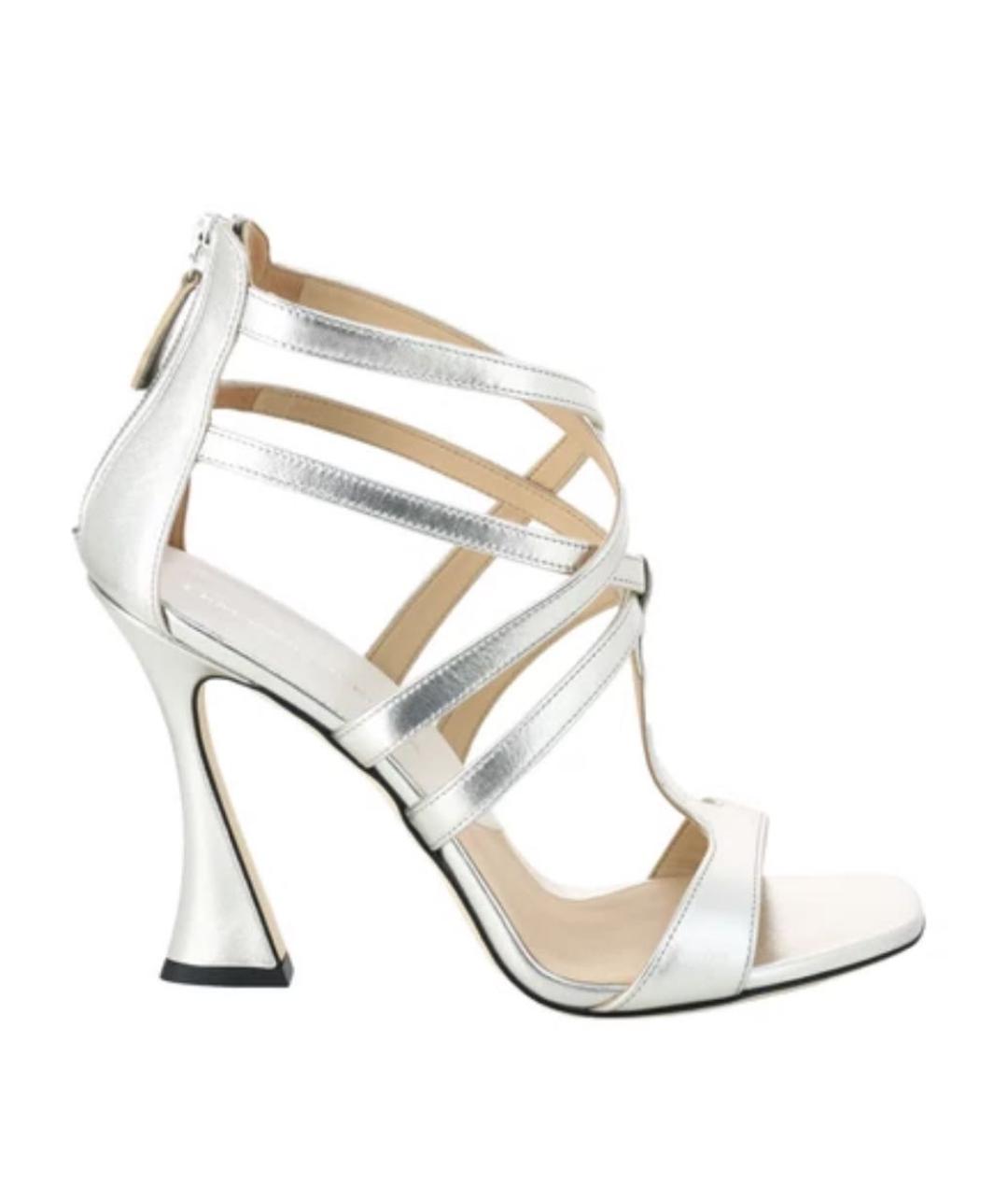 ERMANNO SCERVINO Серебряные кожаные босоножки, фото 7