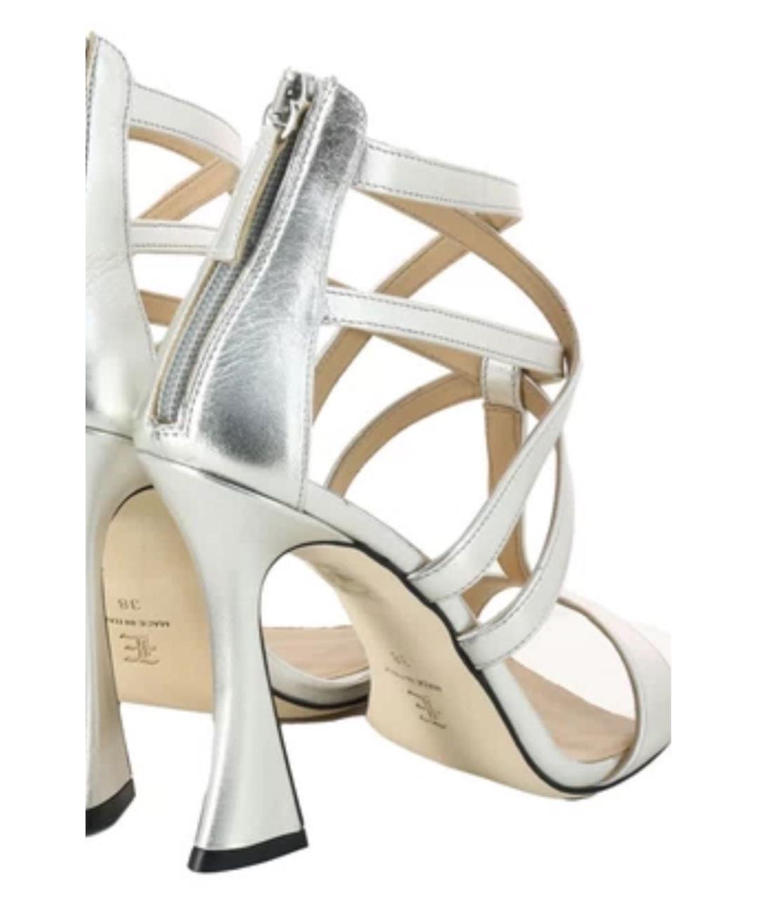 ERMANNO SCERVINO Серебряные кожаные босоножки, фото 6