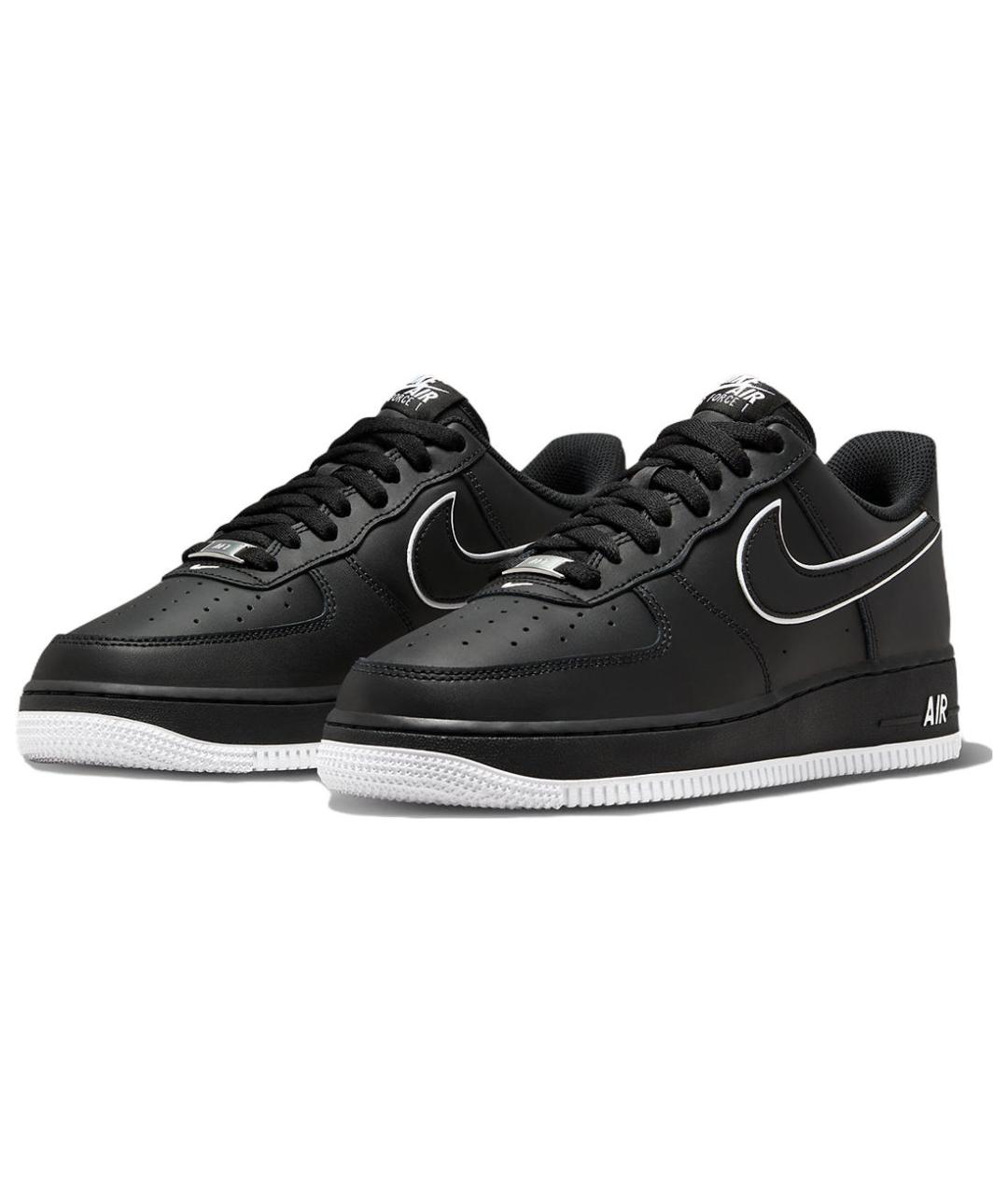 NIKE Черные кожаные низкие кроссовки / кеды, фото 4
