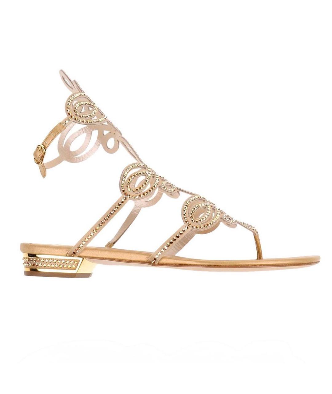 RENE CAOVILLA Золотые кожаные сандалии, фото 9