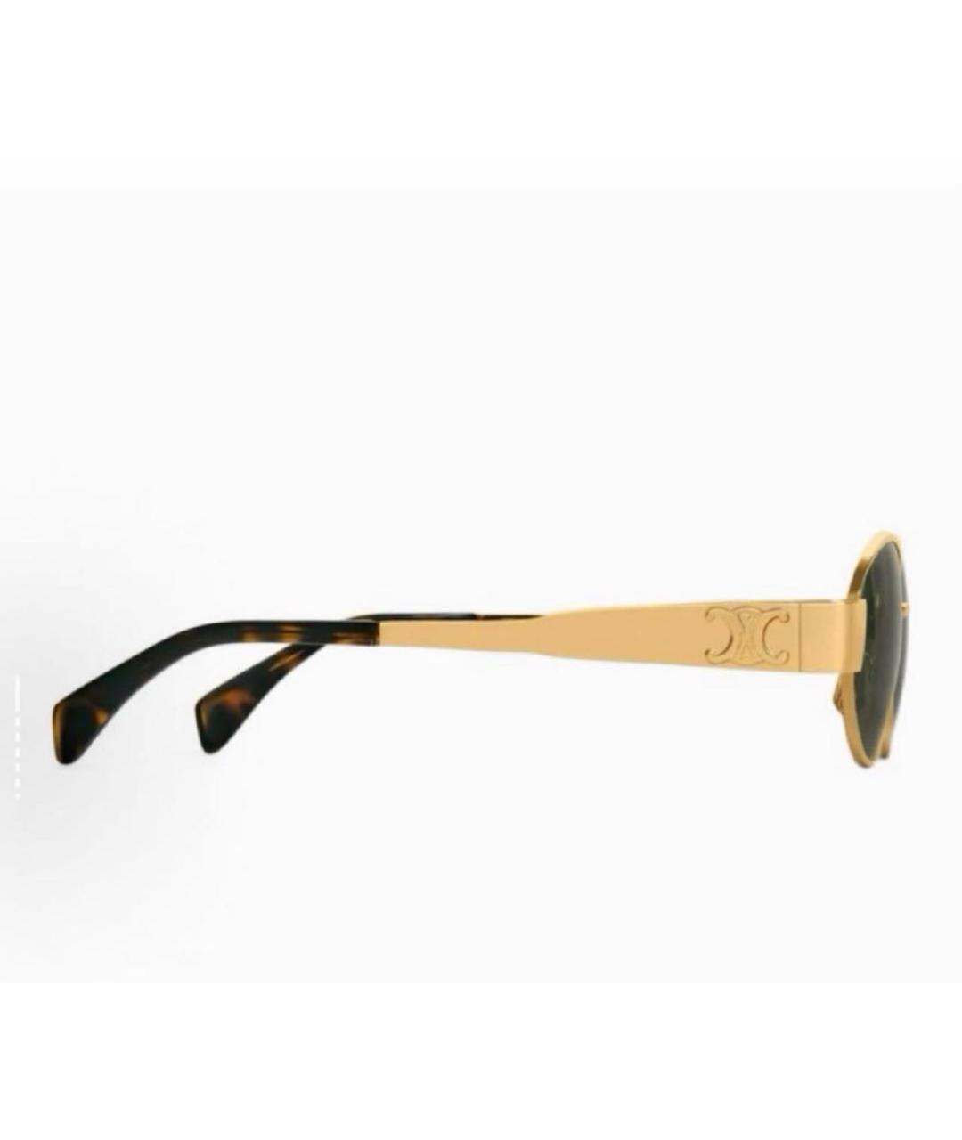 CELINE Золотые металлические солнцезащитные очки, фото 2