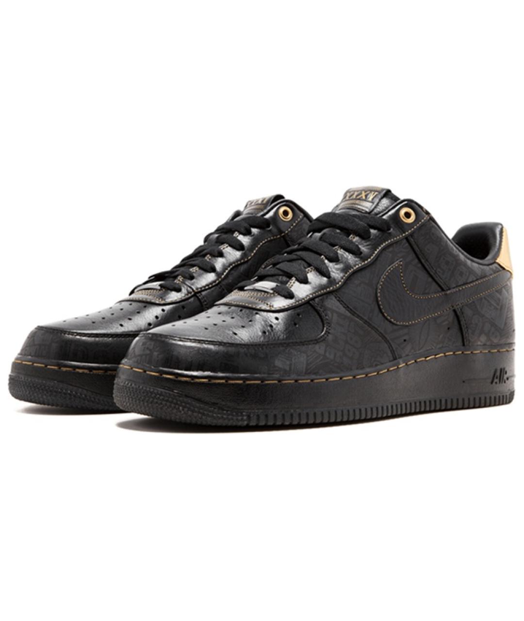 NIKE Черные кожаные низкие кроссовки / кеды, фото 4