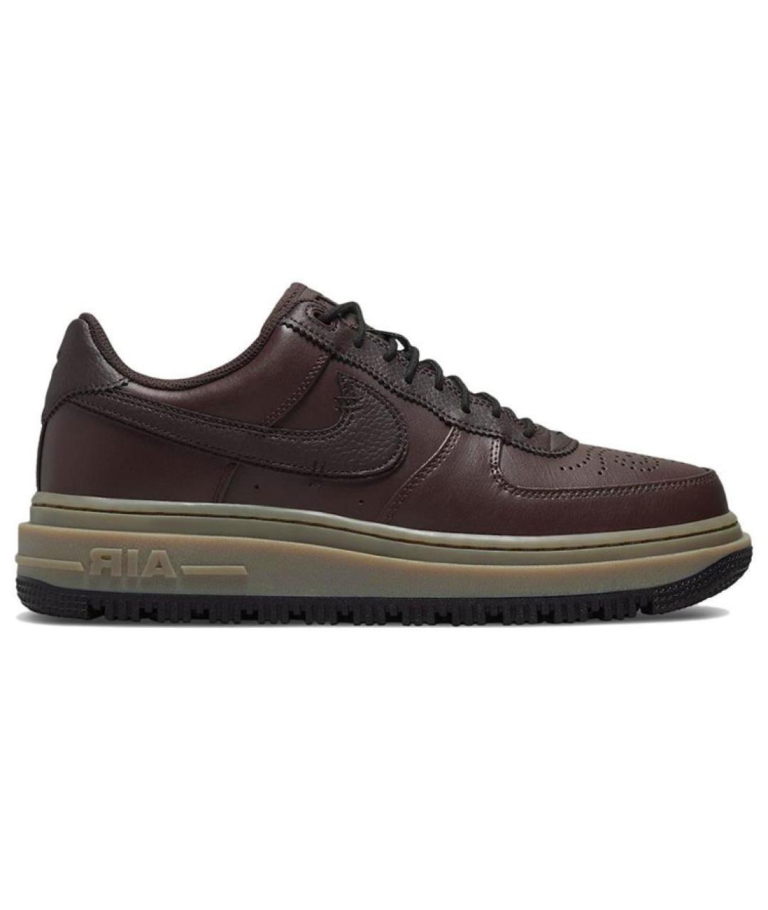 NIKE Коричневые кожаные низкие кроссовки / кеды, фото 1