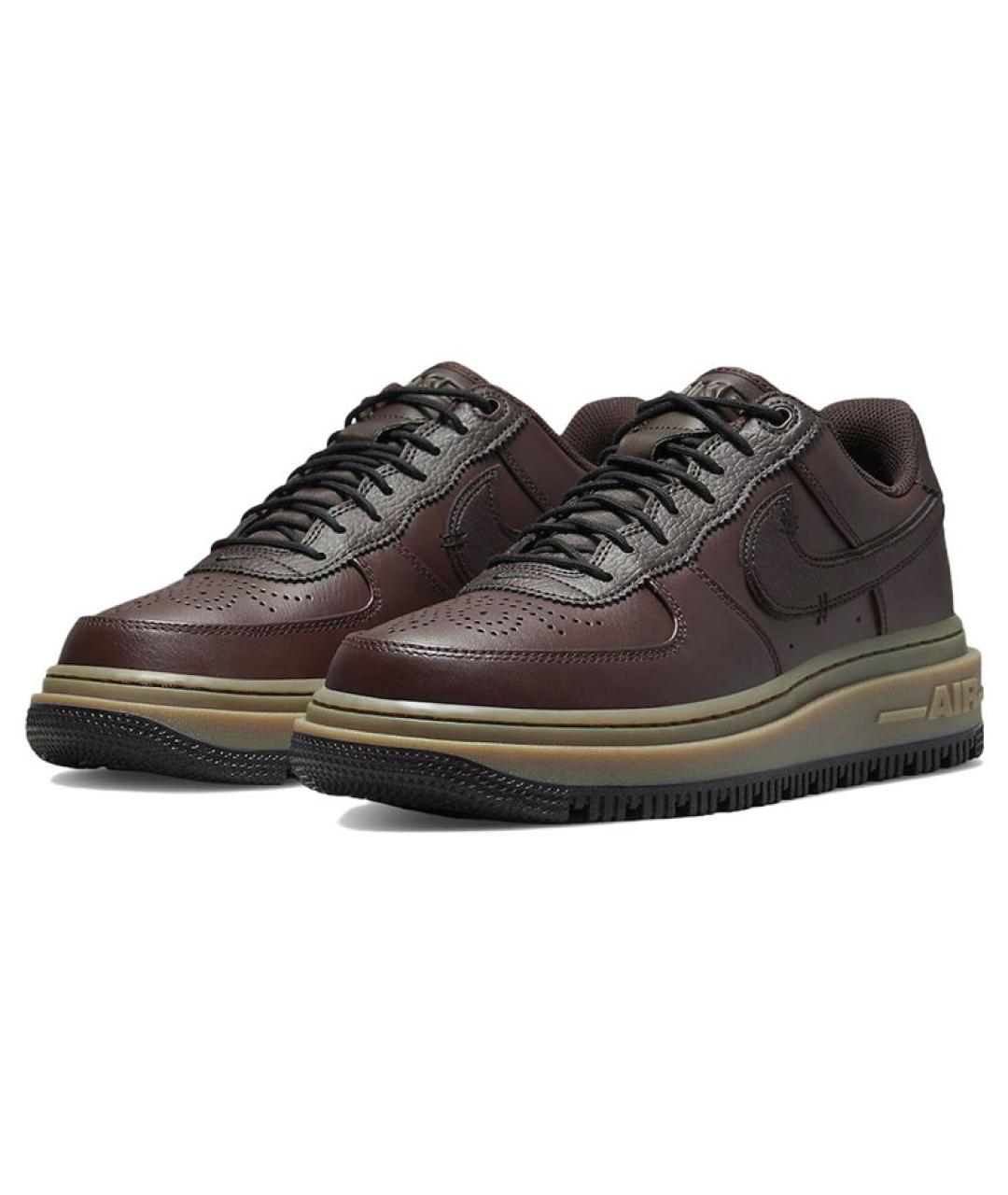 NIKE Коричневые кожаные низкие кроссовки / кеды, фото 4