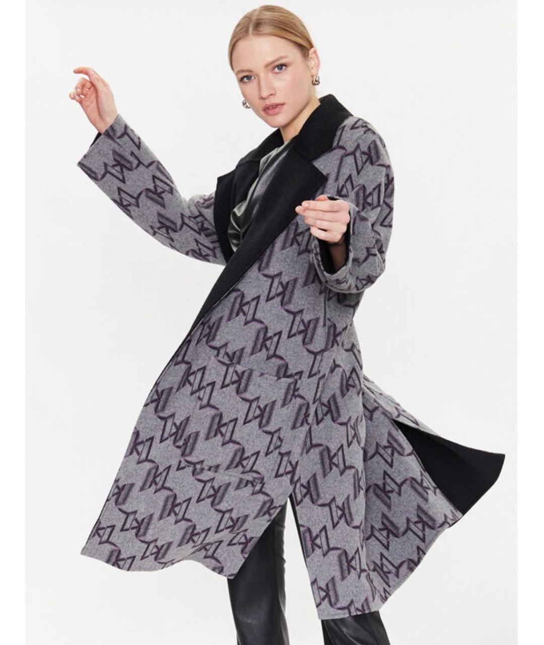 KARL LAGERFELD Черное шерстяное пальто, фото 5