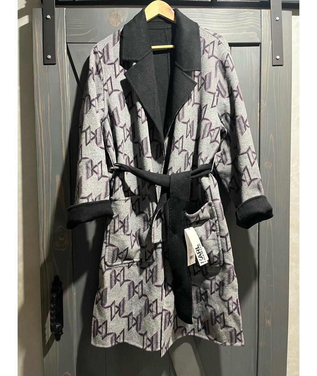 KARL LAGERFELD Черное шерстяное пальто, фото 9