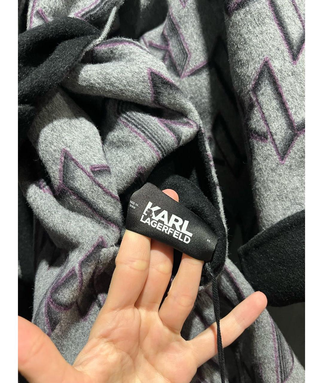 KARL LAGERFELD Черное шерстяное пальто, фото 3