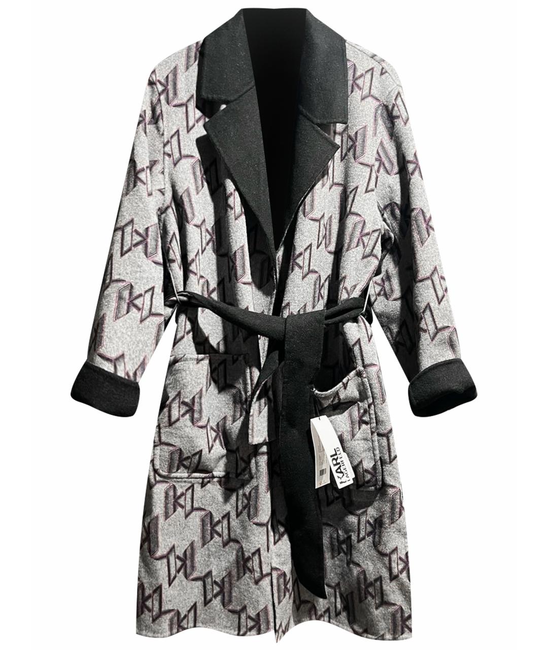 KARL LAGERFELD Черное шерстяное пальто, фото 1