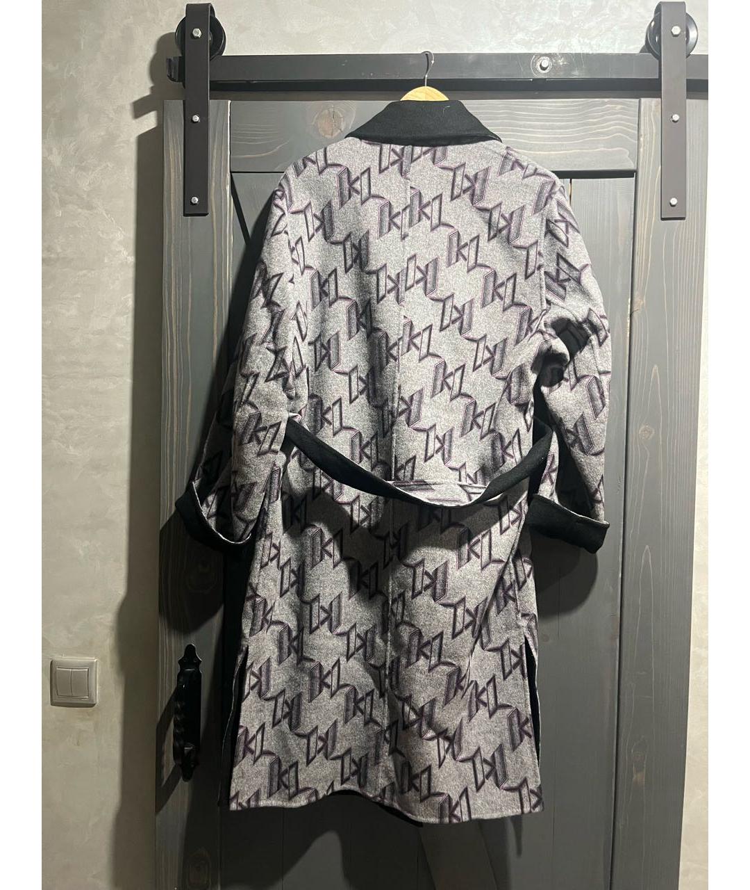 KARL LAGERFELD Черное шерстяное пальто, фото 2