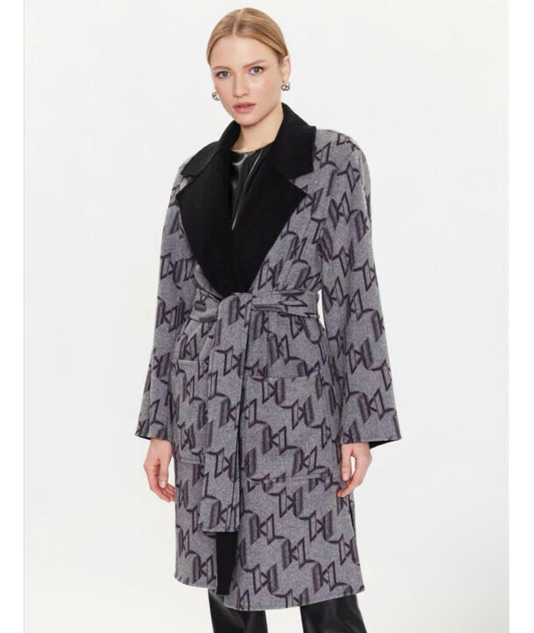 KARL LAGERFELD Черное шерстяное пальто, фото 8