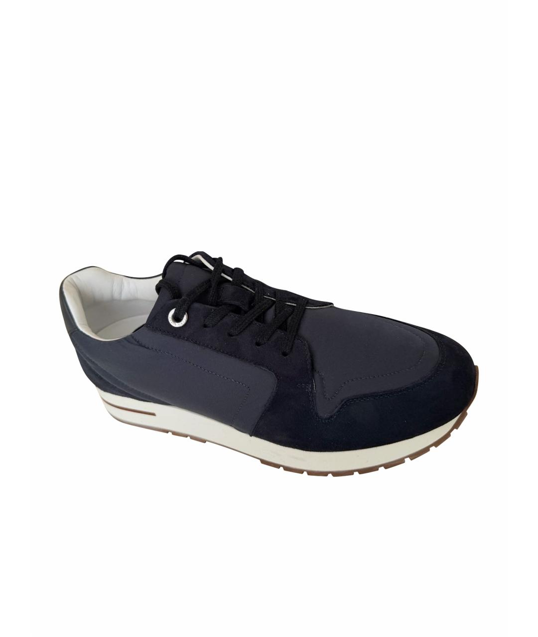 LORO PIANA Темно-синие синтетические кроссовки, фото 1