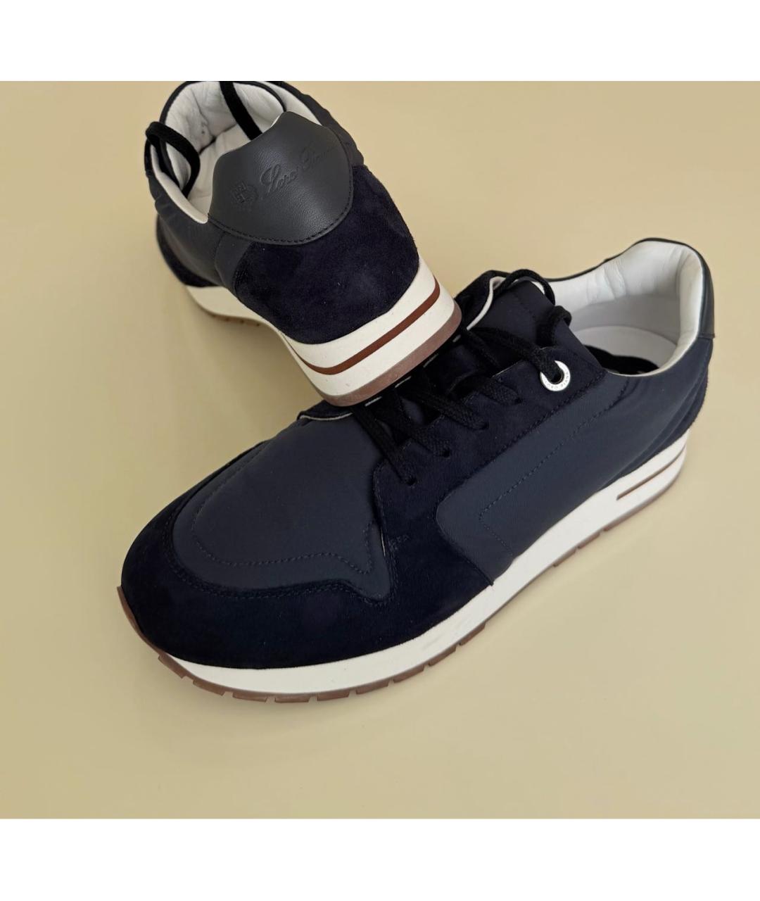 LORO PIANA Темно-синие синтетические кроссовки, фото 2