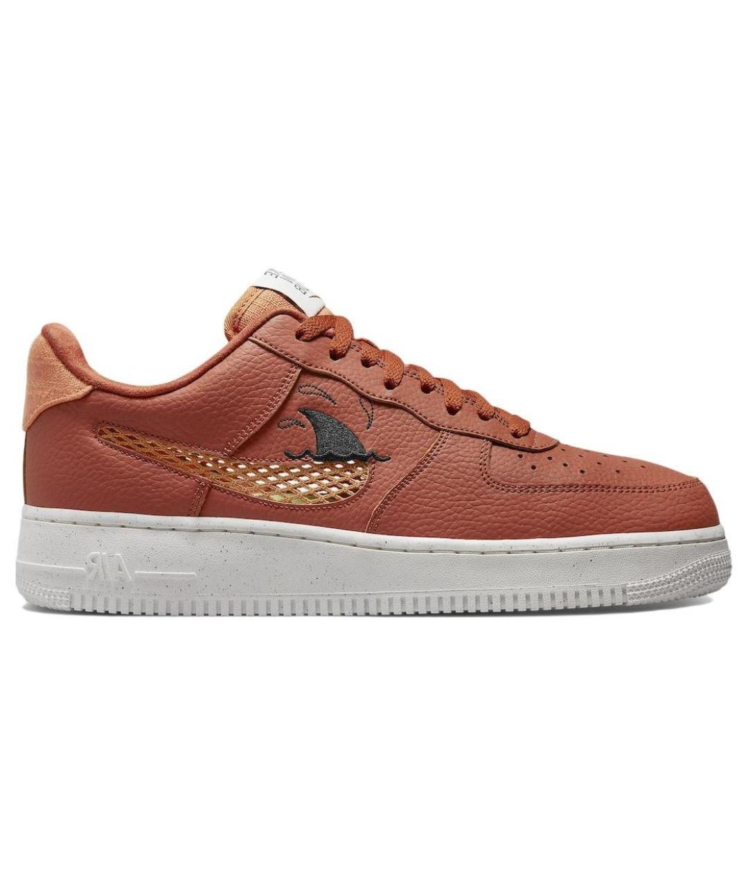NIKE Красные кожаные низкие кроссовки / кеды, фото 1