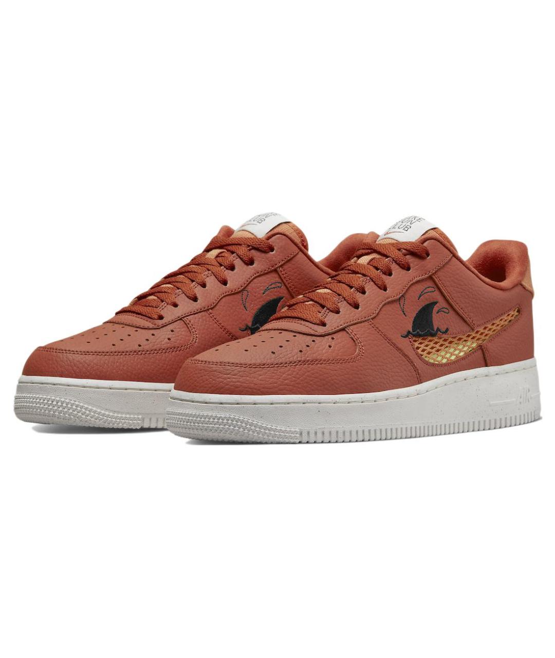NIKE Красные кожаные низкие кроссовки / кеды, фото 4