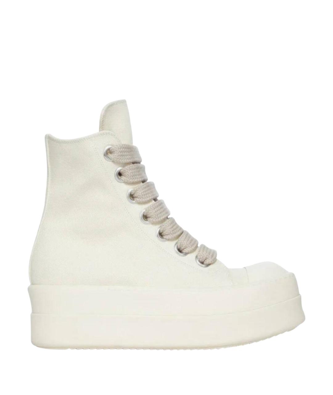 RICK OWENS DRKSHDW Белые текстильные высокие кроссовки / кеды, фото 1