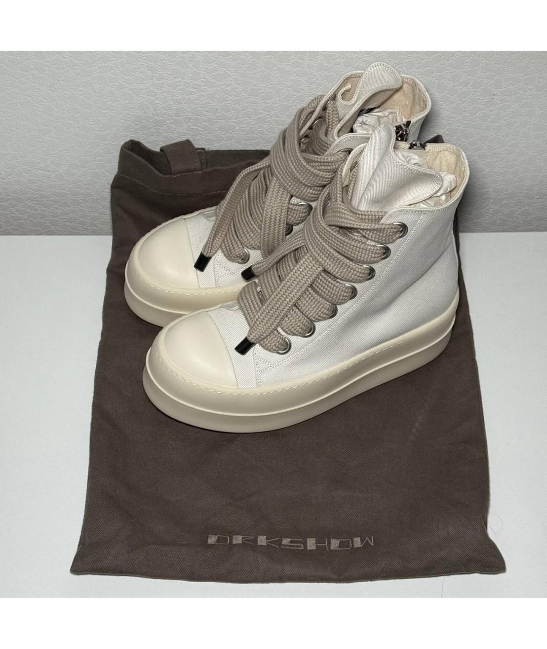 RICK OWENS DRKSHDW Белые текстильные высокие кроссовки / кеды, фото 8