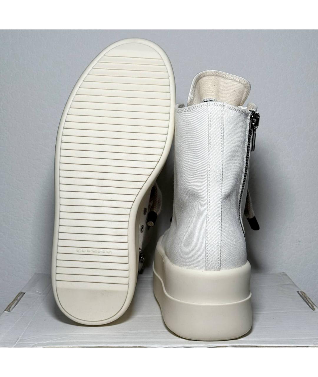 RICK OWENS DRKSHDW Белые текстильные высокие кроссовки / кеды, фото 6