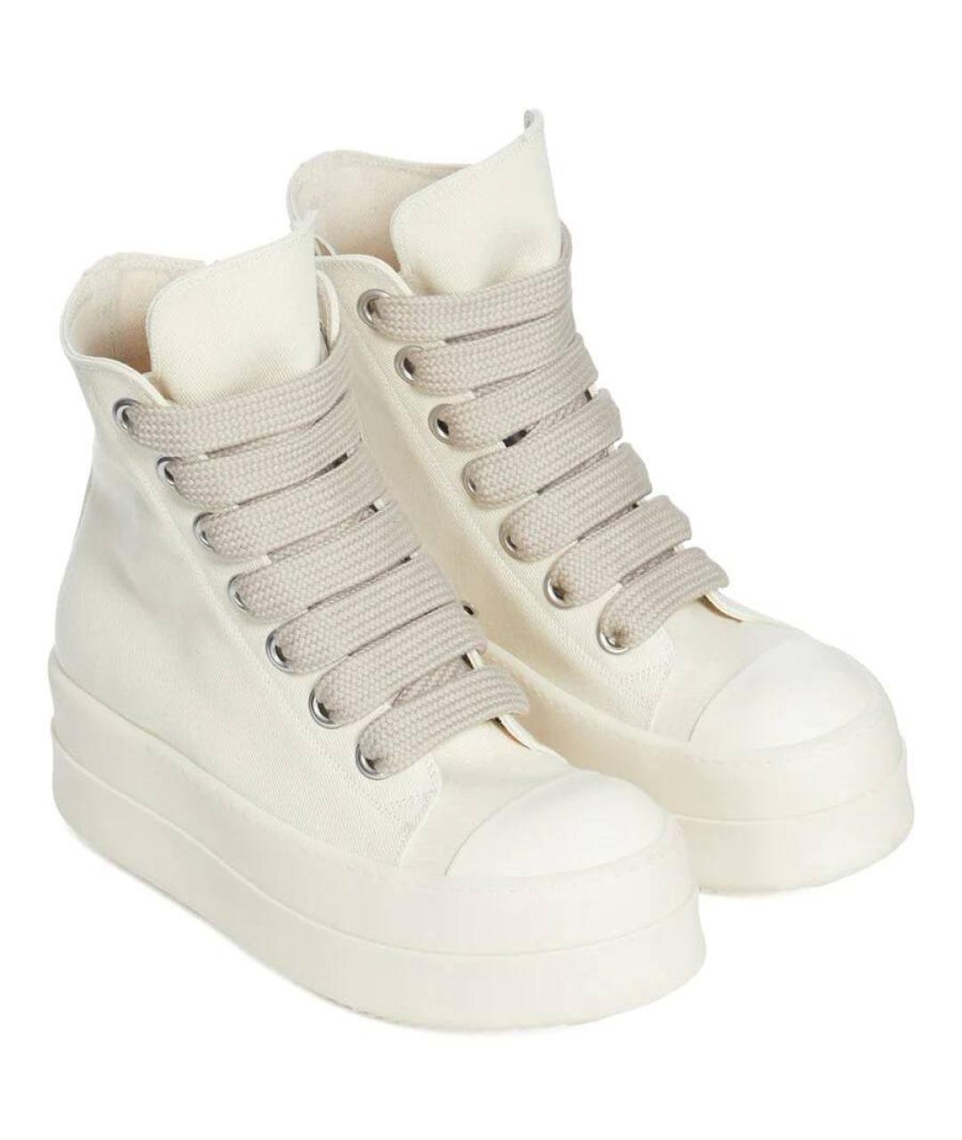 RICK OWENS DRKSHDW Белые текстильные высокие кроссовки / кеды, фото 4