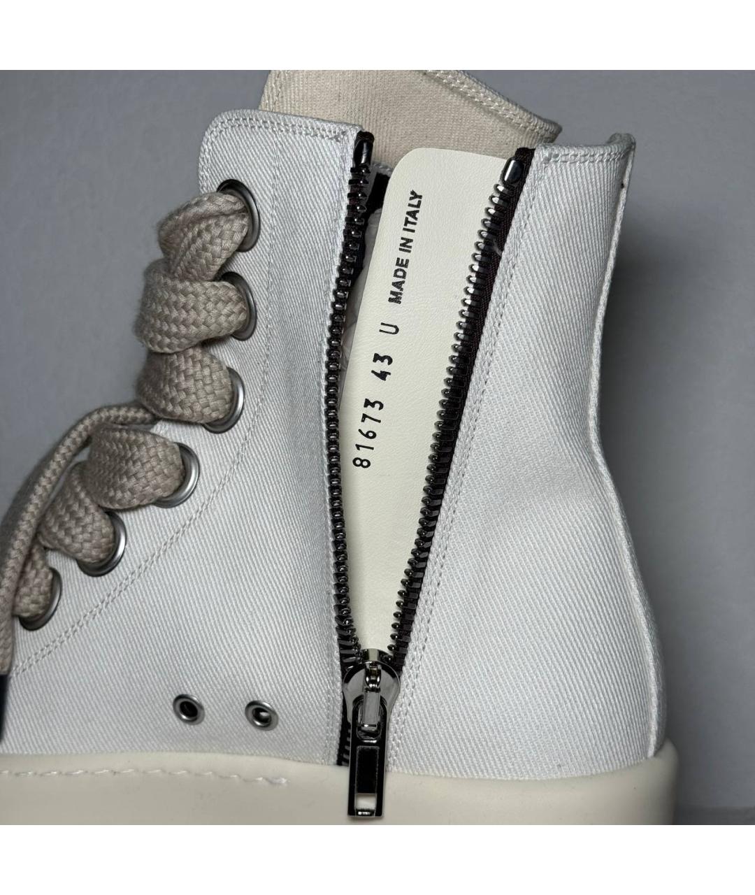 RICK OWENS DRKSHDW Белые текстильные высокие кроссовки / кеды, фото 9