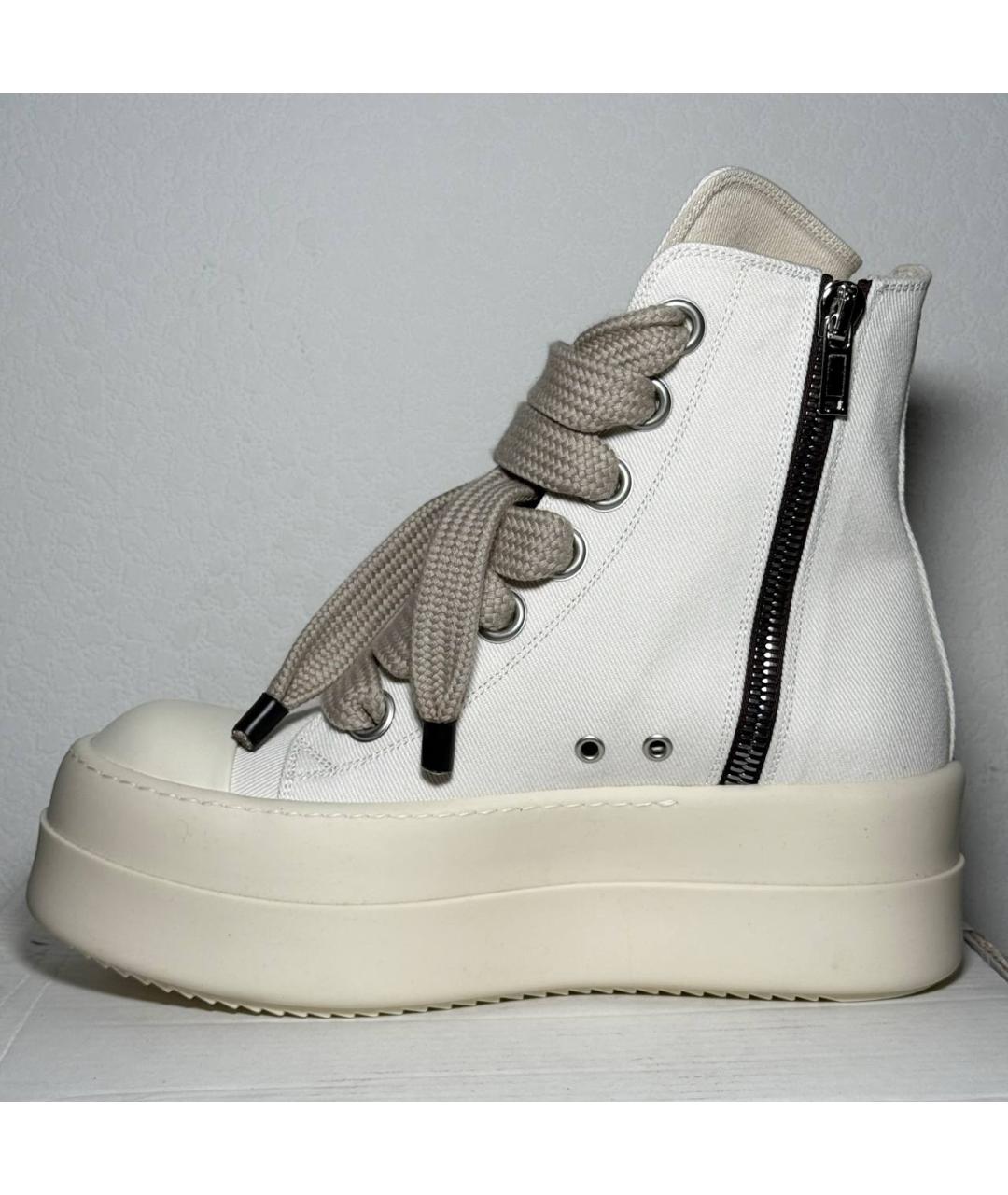 RICK OWENS DRKSHDW Белые текстильные высокие кроссовки / кеды, фото 5