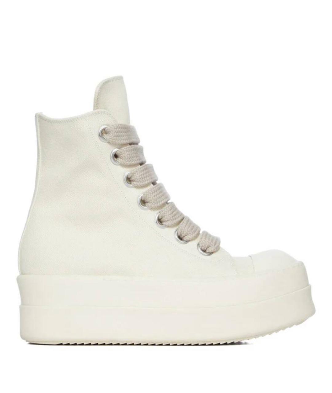 RICK OWENS DRKSHDW Белые текстильные высокие кроссовки / кеды, фото 10