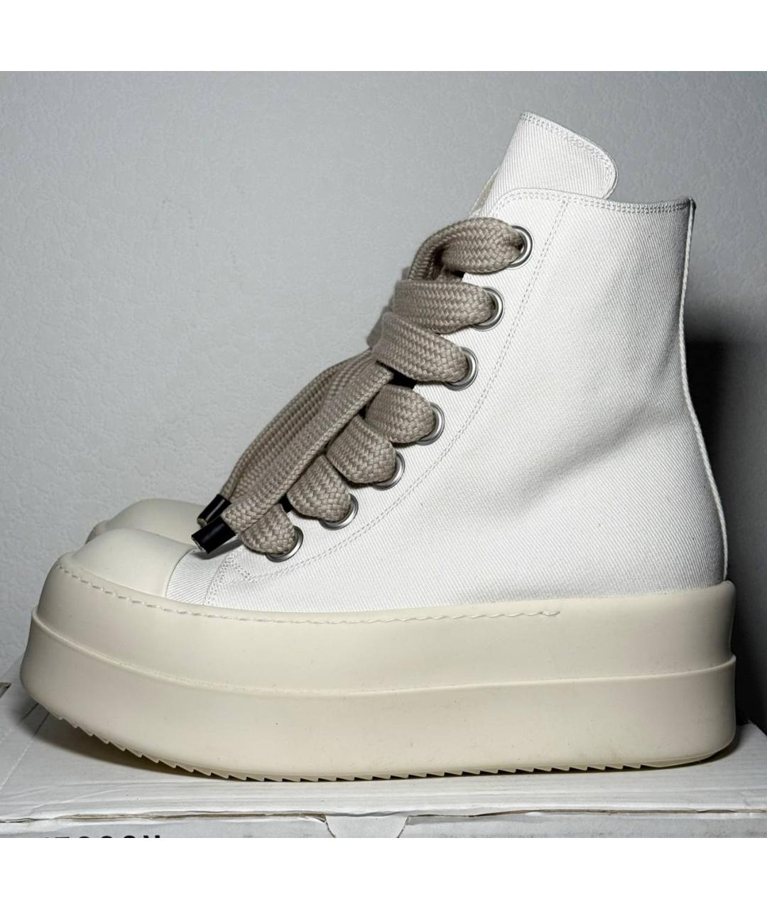 RICK OWENS DRKSHDW Белые текстильные высокие кроссовки / кеды, фото 2