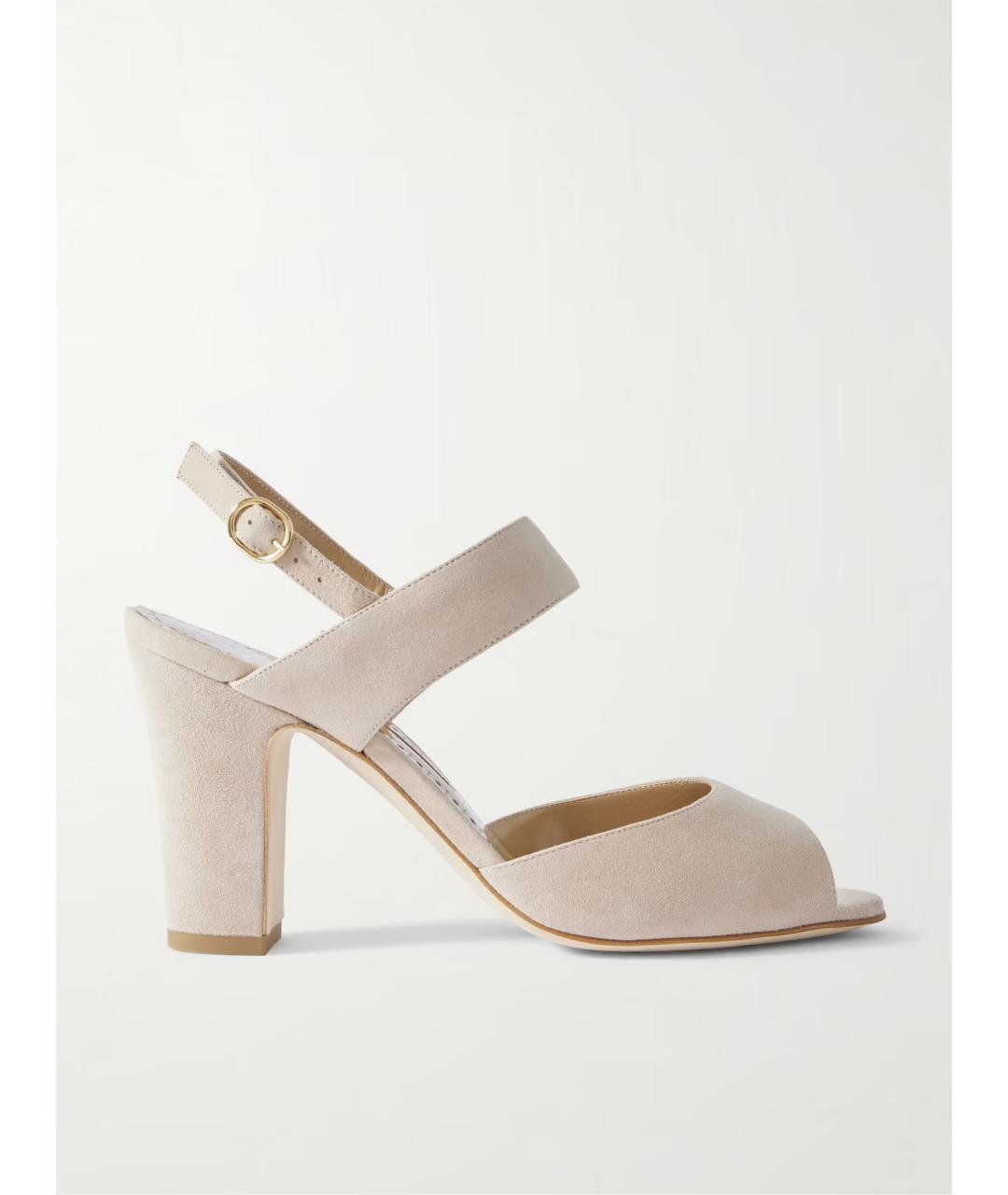 MANOLO BLAHNIK Бежевые замшевые босоножки, фото 5