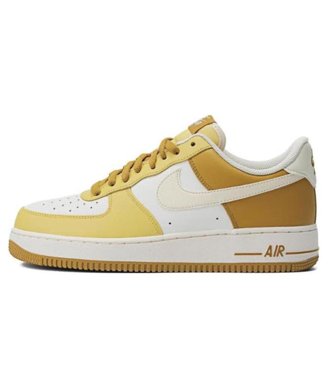 NIKE Желтые кожаные низкие кроссовки / кеды, фото 3