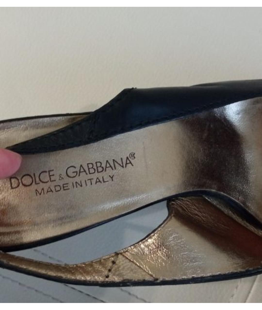 DOLCE&GABBANA Черные кожаные туфли, фото 5