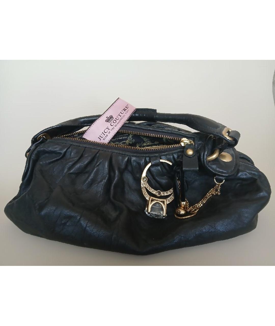JUICY COUTURE Черная кожаная сумка с короткими ручками, фото 2