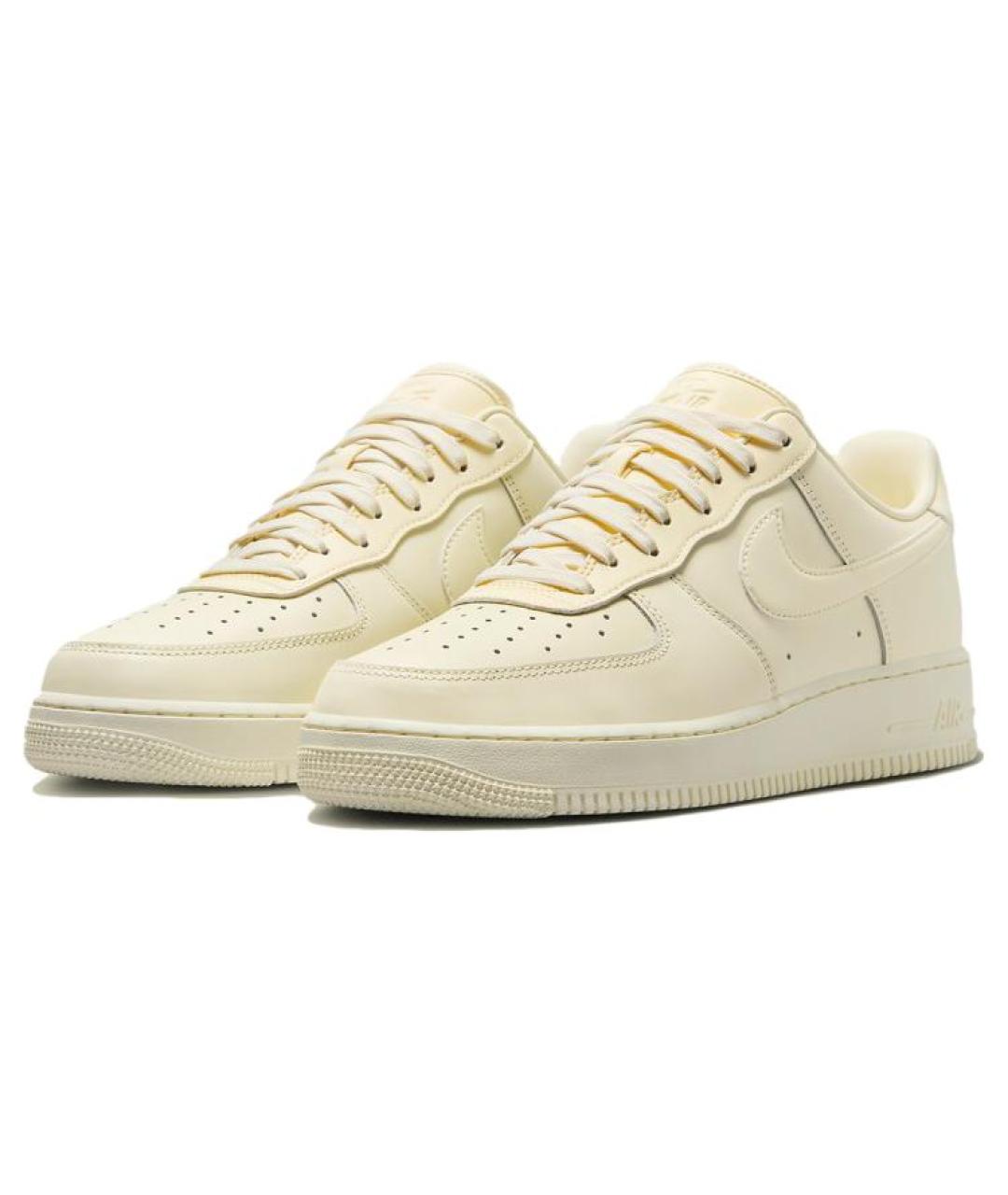 NIKE Бежевые кожаные низкие кроссовки / кеды, фото 4