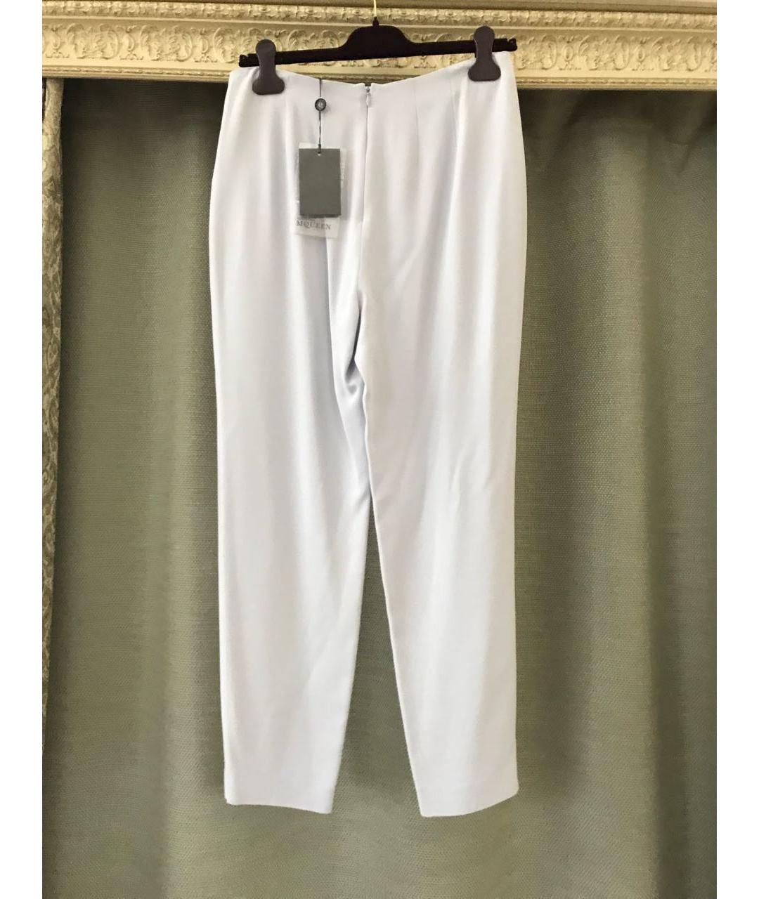 ALEXANDER MCQUEEN Голубые вискозные прямые брюки, фото 6