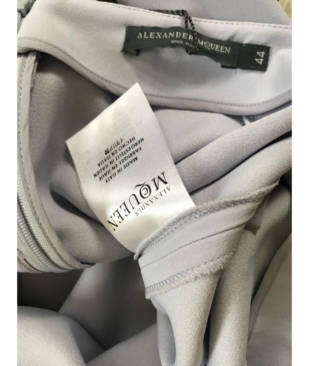 ALEXANDER MCQUEEN Голубые вискозные прямые брюки, фото 8