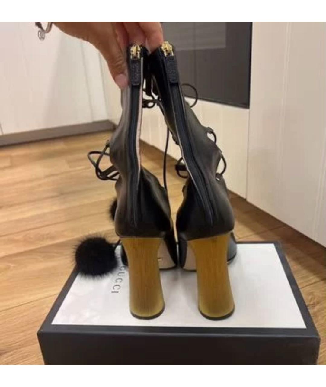 GUCCI Черные кожаные ботильоны, фото 4