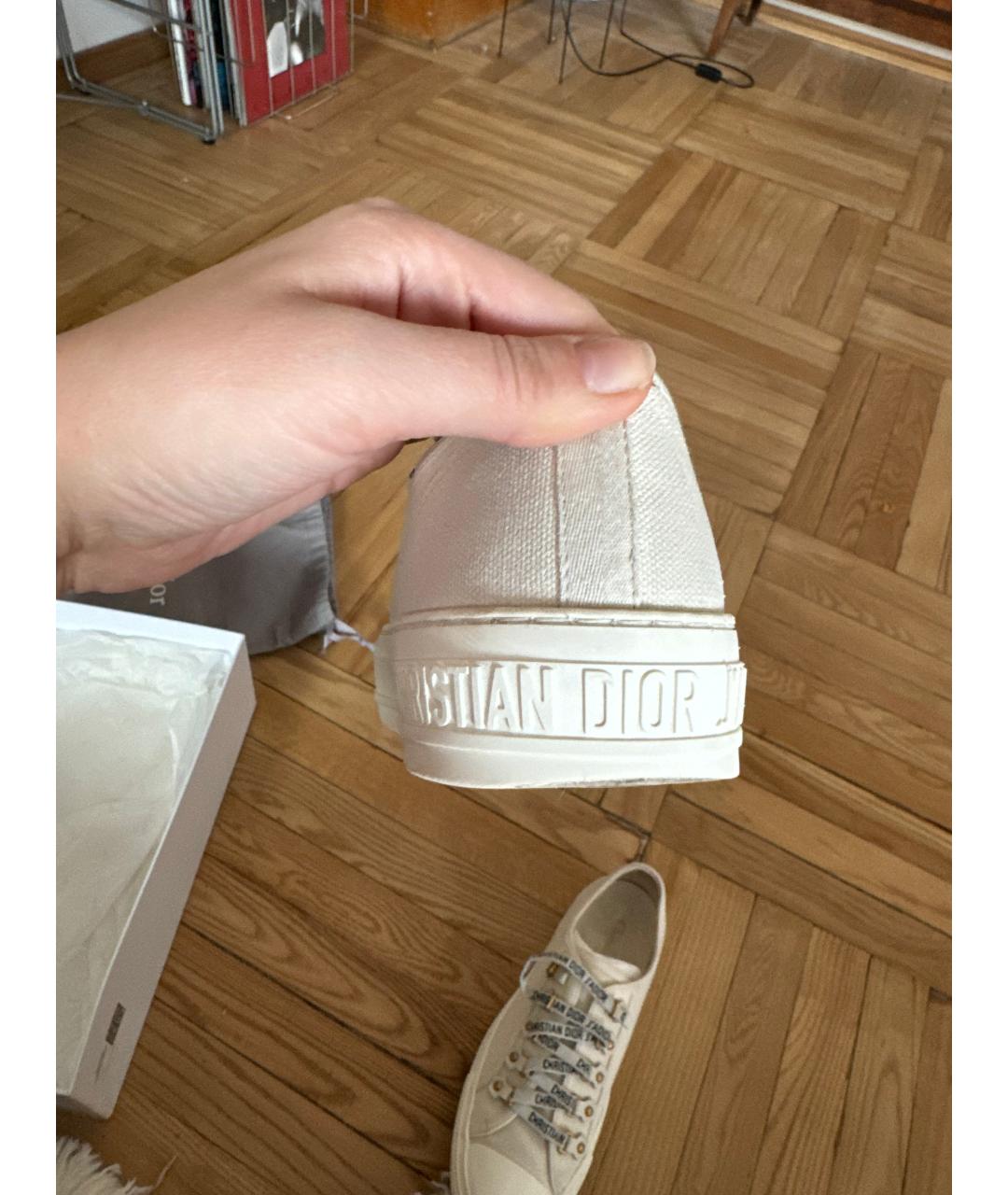 CHRISTIAN DIOR Белые текстильные кеды, фото 4