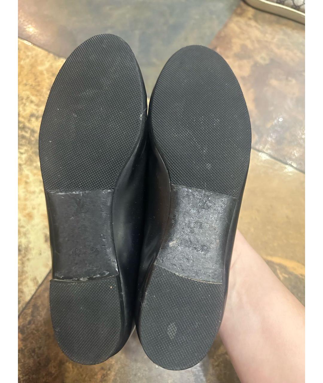 LOUIS VUITTON Черные кожаные балетки, фото 5