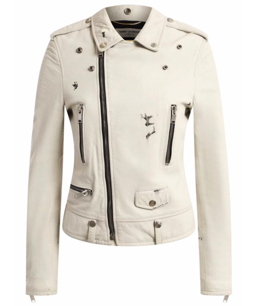 SAINT LAURENT Белая кожаная куртка, фото 6