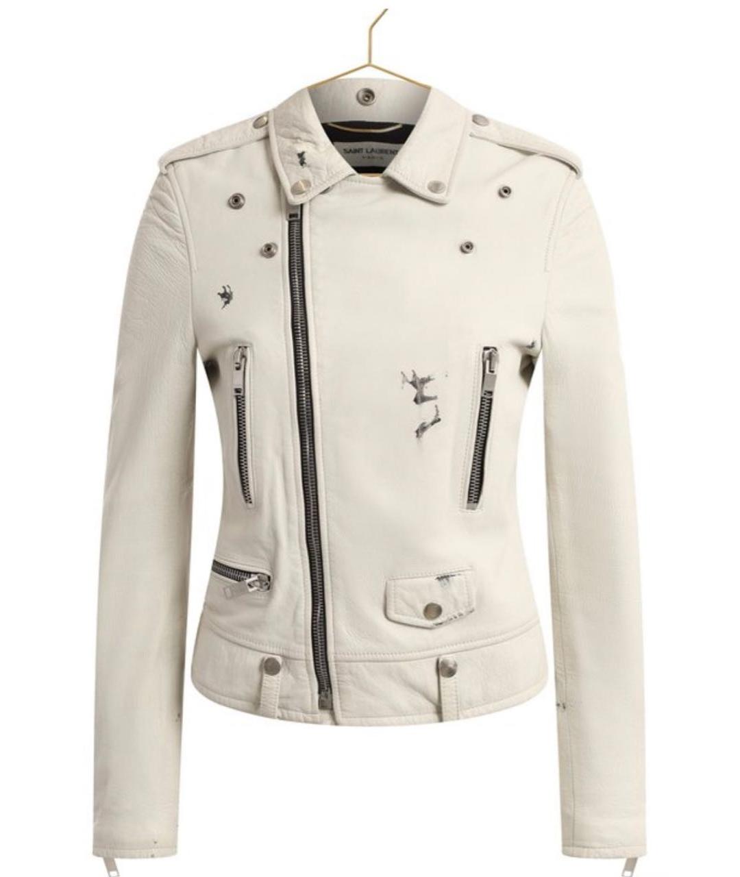 SAINT LAURENT Белая кожаная куртка, фото 4