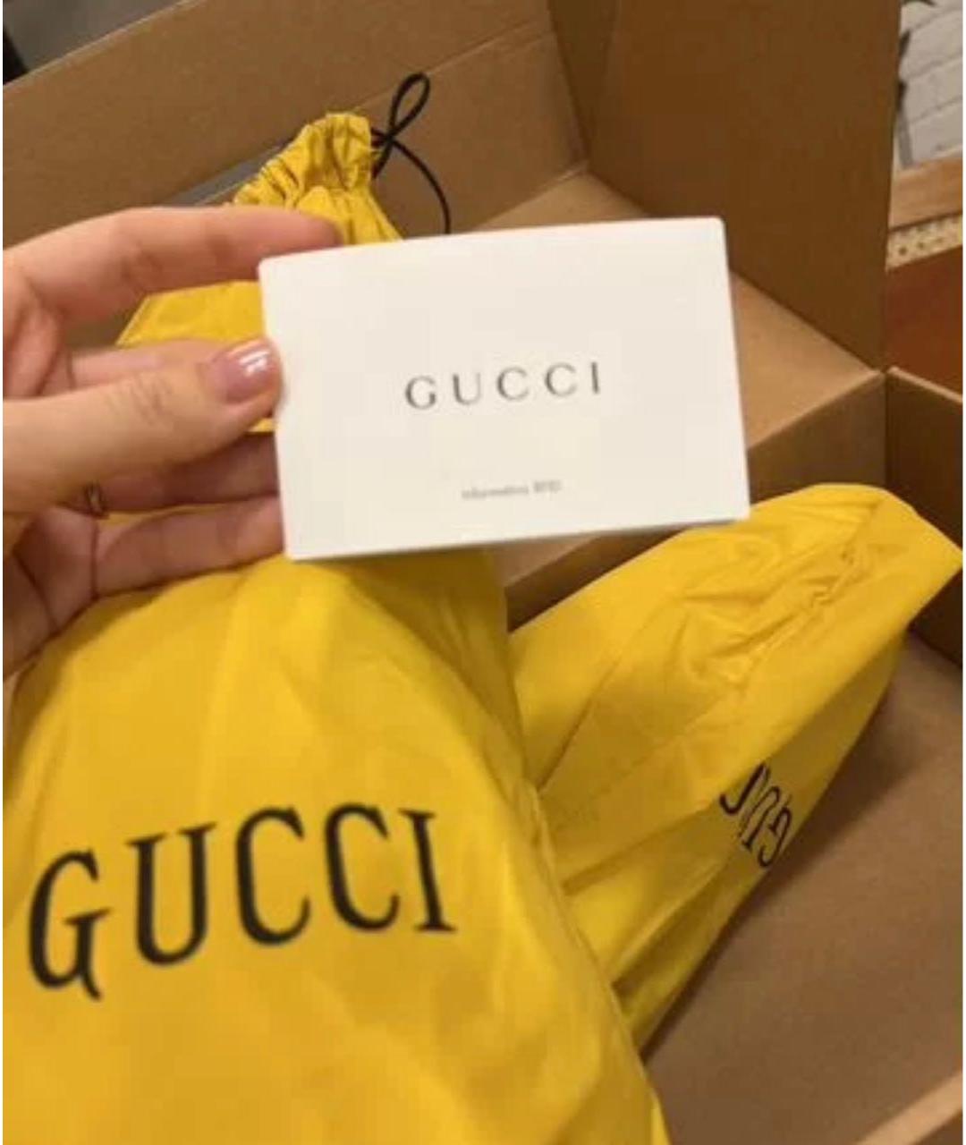 GUCCI Горчичные текстильные низкие кроссовки / кеды, фото 7