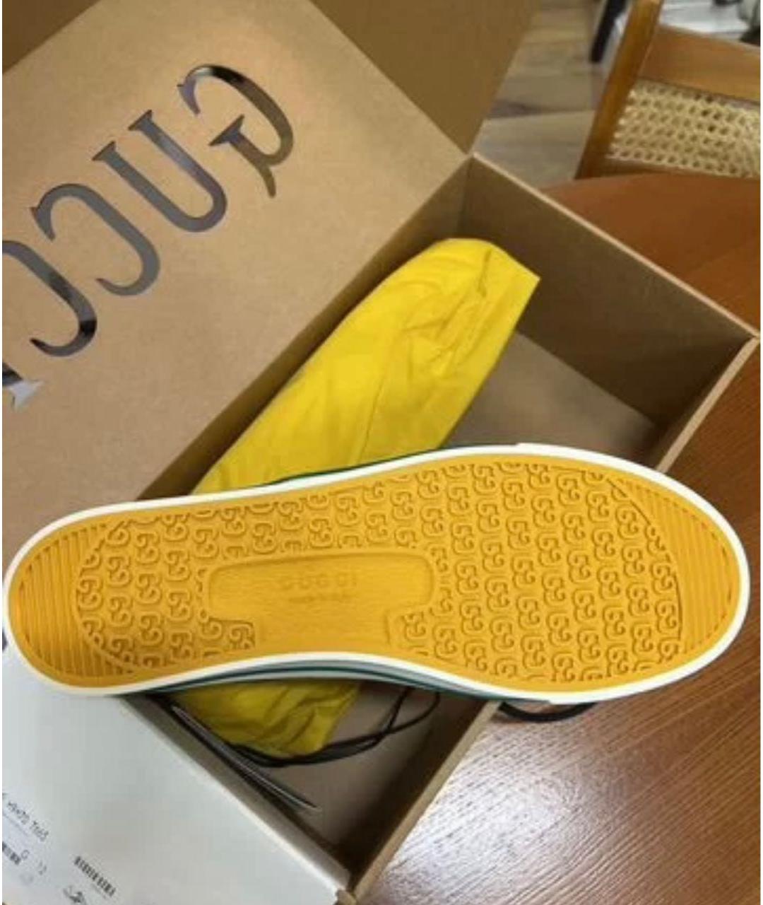 GUCCI Горчичные текстильные низкие кроссовки / кеды, фото 5