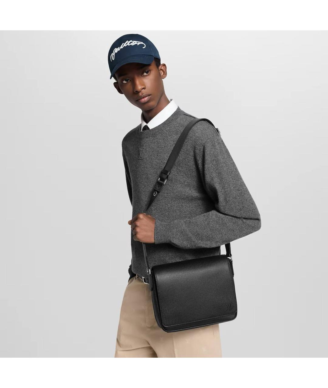 LOUIS VUITTON Черная кожаная сумка на плечо, фото 3