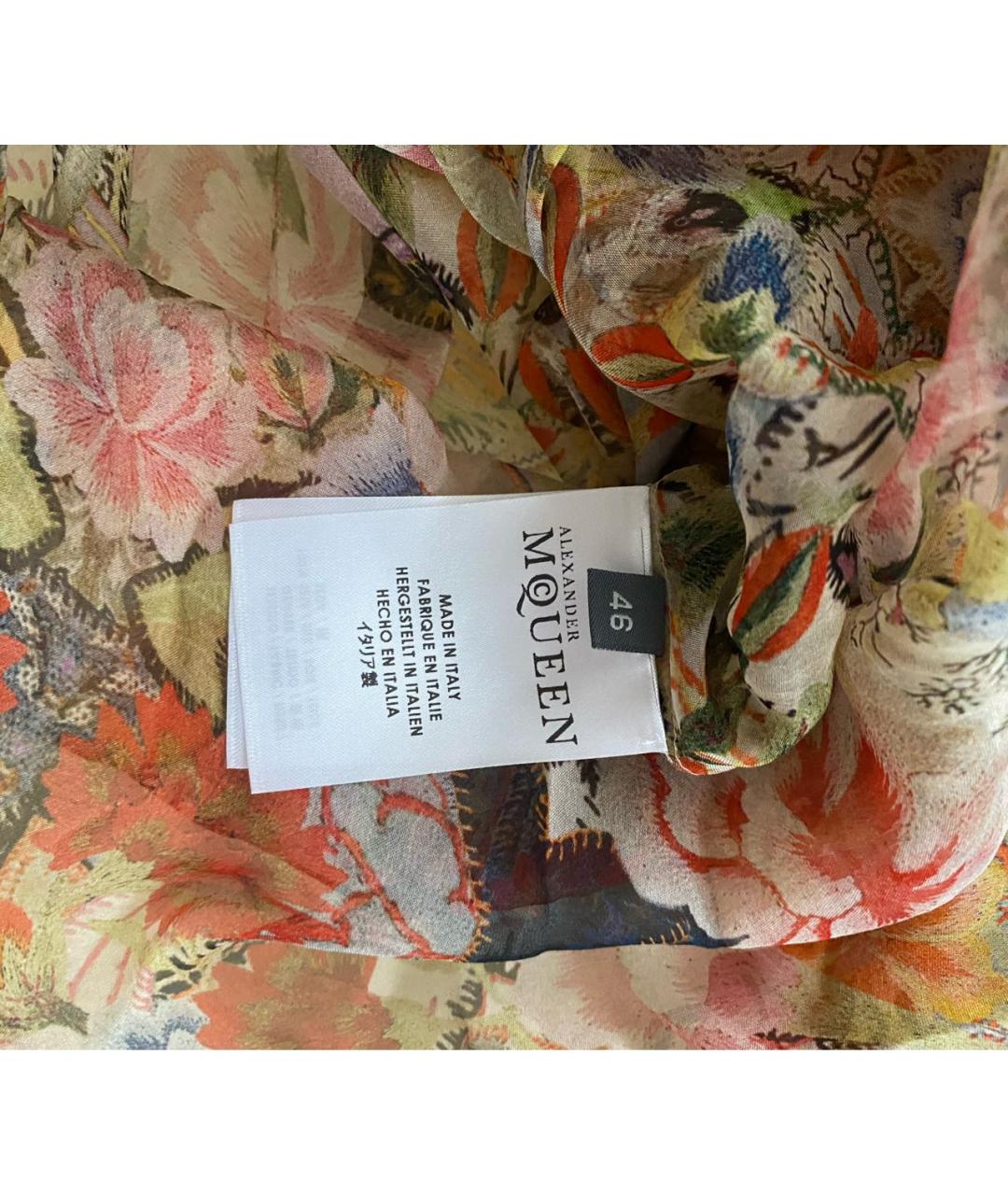 ALEXANDER MCQUEEN Мульти шелковое коктейльное платье, фото 7