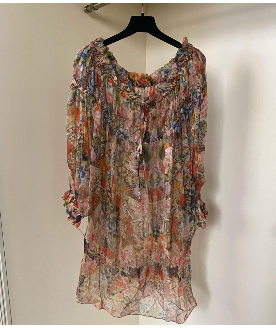 ALEXANDER MCQUEEN Мульти шелковое коктейльное платье, фото 5