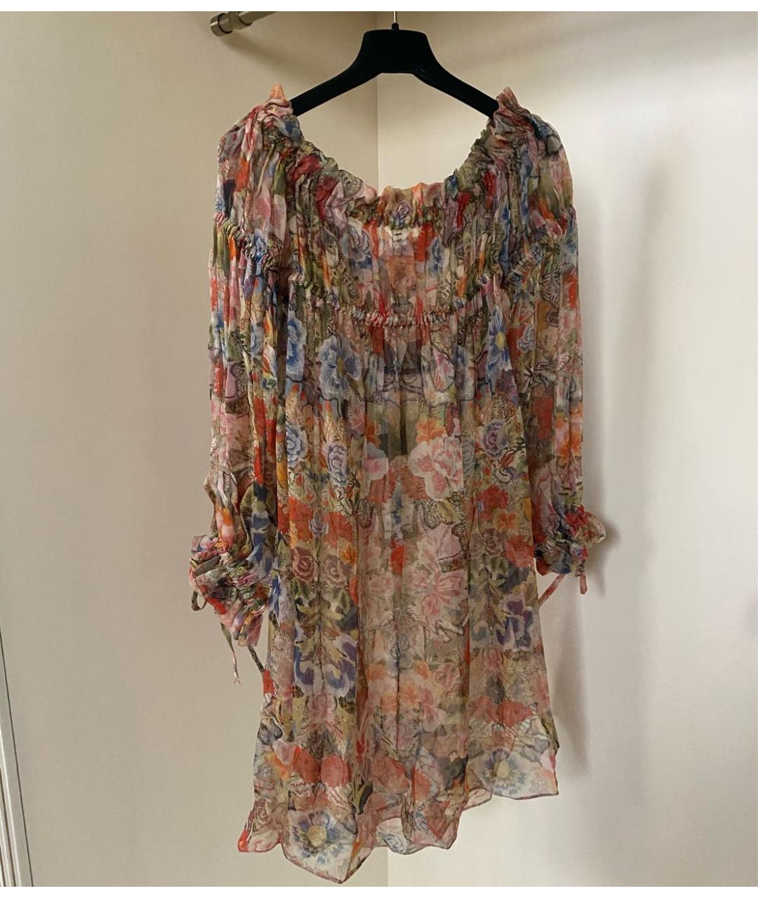 ALEXANDER MCQUEEN Мульти шелковое коктейльное платье, фото 6