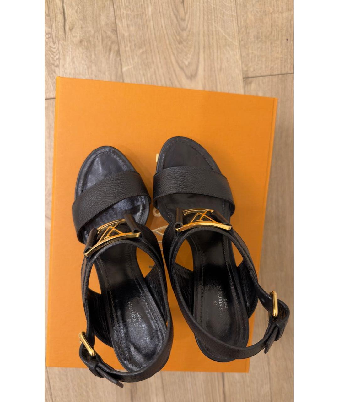 LOUIS VUITTON Черные кожаные босоножки, фото 3